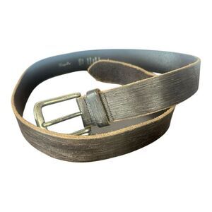 Garuglieri Brown Genuine Leather Belt Square‎ Buckle Made in Italy sz 36